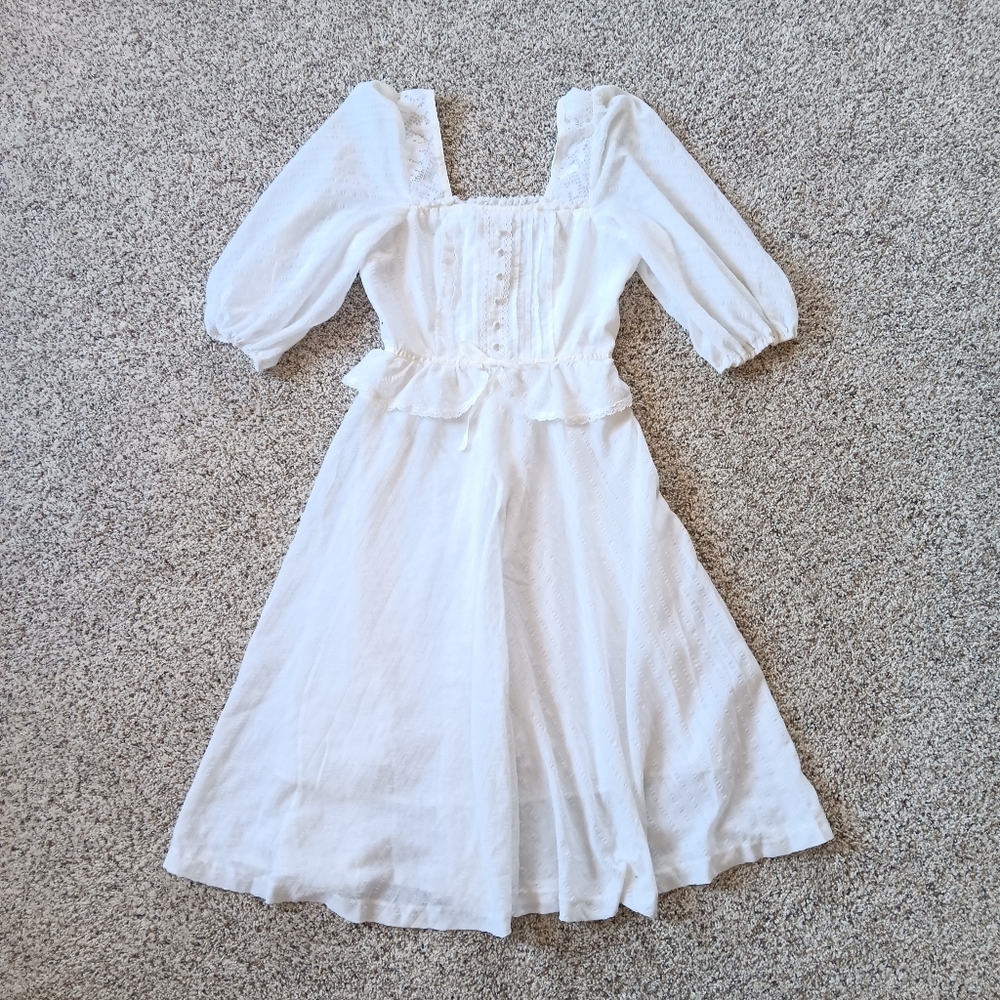 VTG Jody T Of California Hippie Whimsy Fairy White Dress 9 Xs Coquette Whimsy